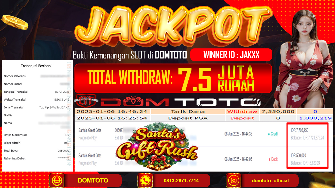 JACKPOT SLOT SANTA`S GREAT GIFTS 06 JANUARI 2025
